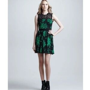 Red Valentino green Jacquard Knit Lace Trim Sleeveless wool cashmere silk